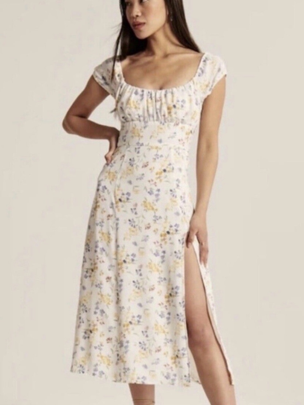 Abercrombie cap floral midi dress